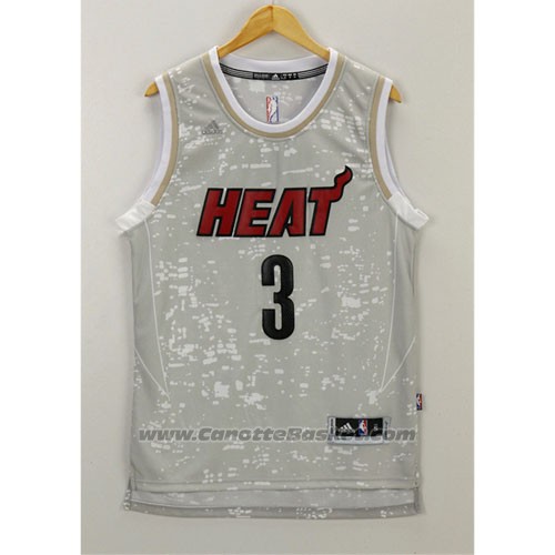 Maglia Luci Della Citta Miami Heat Dwyane Wade #3 Grigio